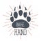 Bear Claw. Bear Footprint with Lettering Bare hand. Vector