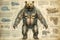 Bear cyborg animal detailed infographic, full details anatomy poster diagram illustration generative ai