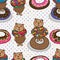 Bear donut cute sugar seamless pattern
