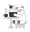 Bear eating ice cream black and white cute chill lo fi wallpaper