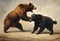 Bear fighting, violent, angry background, v1