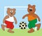 Bear, football, cute vector illustration
