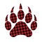 Bear footprint - Scandinavian style modern drawing, lumberjack, buffalo plaid pre-made poster.