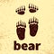 Bear footprints, front and hind paws.