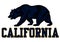 Bear,Grizzly / Black, Blue silhouette and light blue text California with yellow outlines, , polar bear / silhouette