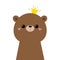 Bear grizzly face head icon. Cute kawaii animal. Golden crown. Cartoon funny baby character. Kids print for poster, t-shirt. Love