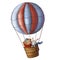 Bear and hare flying in aerostat, children`s illustration with air balloons, holiday clipart