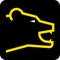 Bear head icon in yellow and black in lineal geometric style