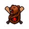 Bear head mascot logo for the Cricket team logo.