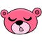 Bear head pink eyes closed sleep. doodle icon drawing