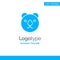 Bear, Head, Predator Blue Solid Logo Template. Place for Tagline