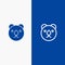 Bear, Head, Predator Line and Glyph Solid icon Blue banner Line and Glyph Solid icon Blue banner