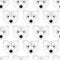 Bear head seamless vector pattern black and white. Bear face monochrome background. Minimalistic Scandinavian style