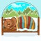 Bear in hibernation hand drawing, cartoon character, vector illustration, caricature. Colorful painted comical cute funny teddy