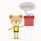 Bear holding gift with bubble speech word smile! vector