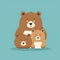 The bear hugs the little cubs. Festive theme, Concept: Poster for a children\\\'s room. Baby print for nursery.