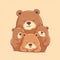 The bear hugs the little cubs. Festive theme, Concept: Poster for a children\\\'s room. Baby print for nursery.