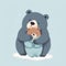 The bear hugs the little cubs. Festive theme, Concept: Poster for a children\\\'s room. Baby print for nursery.