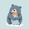 The bear hugs the little cubs. Festive theme, Concept: Poster for a children\\\'s room. Baby print for nursery.