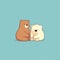 The bear hugs the little cubs. Festive theme, Concept: Poster for a children\\\'s room. Baby print for nursery.