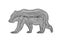 A bear illustration icon in black offset line. Fingerprint style