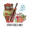 BEAR MUSICIAN Animal Music Cartoon Good Vibes Only Birthday