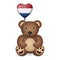 Bear with Netherlands flag heart balloon