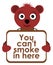 Bear with no smoking sign, English, isolated.