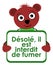 Bear with no smoking sign, French, isolated.