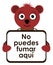 Bear with no smoking sign, Spanish, isolated.