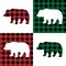 Bear pattern at Buffalo Plaid. Festive background for design and print