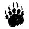 Bear paw print vector. Black bear footprint isolated on white background.