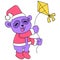 A bear playing kites on christmas day, doodle icon image kawaii