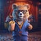 bear with popcorn theater