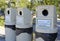 Bear proof trash bins in camping area in Yellowstone National Park