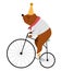 Bear riding a bike. Vector circus animal. Amusement holiday icon. Cute funny festival character clip art. Street show comedian