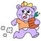 Bear running scared carrying honey doodle kawaii. doodle icon image