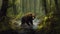 Bear Rutting In Lush Forest
