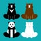 Bear set. Panda and Grizzly. Baribal and Polar bear. Vector illustration