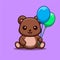 Bear Sitting Hold Balloon