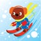 Bear Skiing in Winter Kid Graphic Illustration