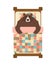 Bear sleeps in bed. sleeping grizzly. Vector illustration