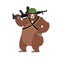 Bear soldiers. Grizzly military. Wild animal with un. Beast Warrior in helmet