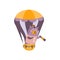 Bear With Spy Glass On Hot Air Balloon Stylized Fantastic Illustration