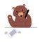 Bear Staff or Office Employee Speaking by Phone Vector Illustration