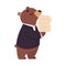 Bear Staff or Office Employee in Suit Carrying Stack of Paper Document Vector Illustration