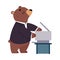 Bear Staff or Office Employee in Suit Printing File or Document Vector Illustration