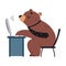 Bear Staff or Office Employee in Tie Sitting and Typing at Computer Vector Illustration