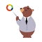 Bear Staff or Office Employee in Tie and Suit Pointing at Diagram Vector Illustration