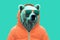 Bear With Sunglasses A Sweatshirt Mint Green Background